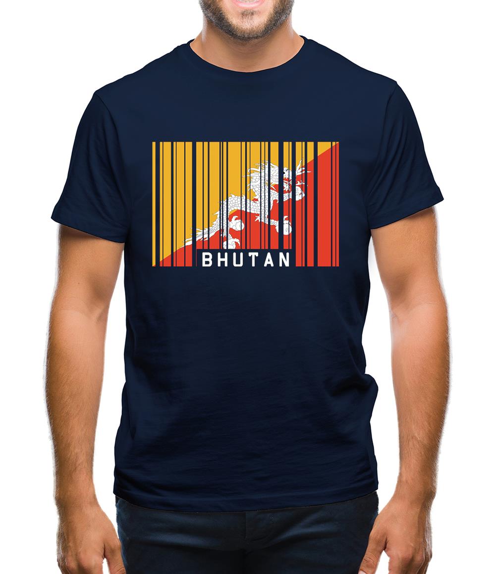 Bhutan Barcode Style Flag Mens T-Shirt Bhutan Barcode Style Flag Mens T-Shirt