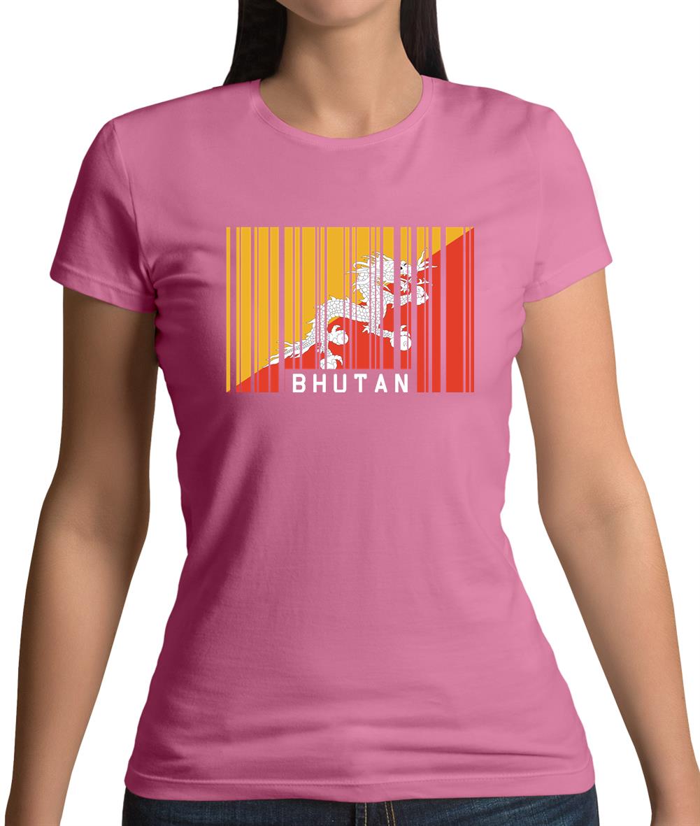 Bhutan Barcode Style Flag Womens T-Shirt Bhutan Barcode Style Flag Womens T-Shirt
