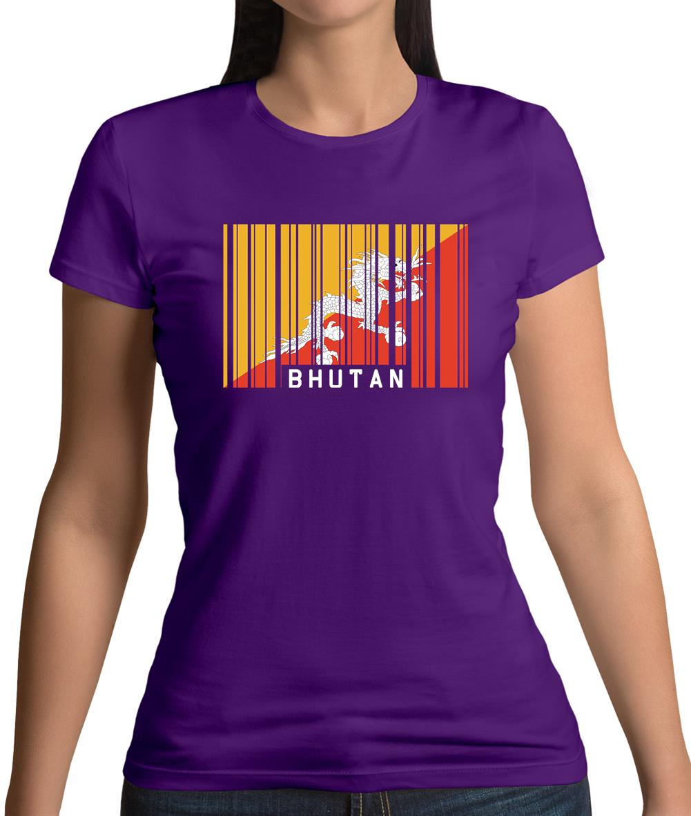 Bhutan Barcode Style Flag Womens T-Shirt Bhutan Barcode Style Flag Womens T-Shirt