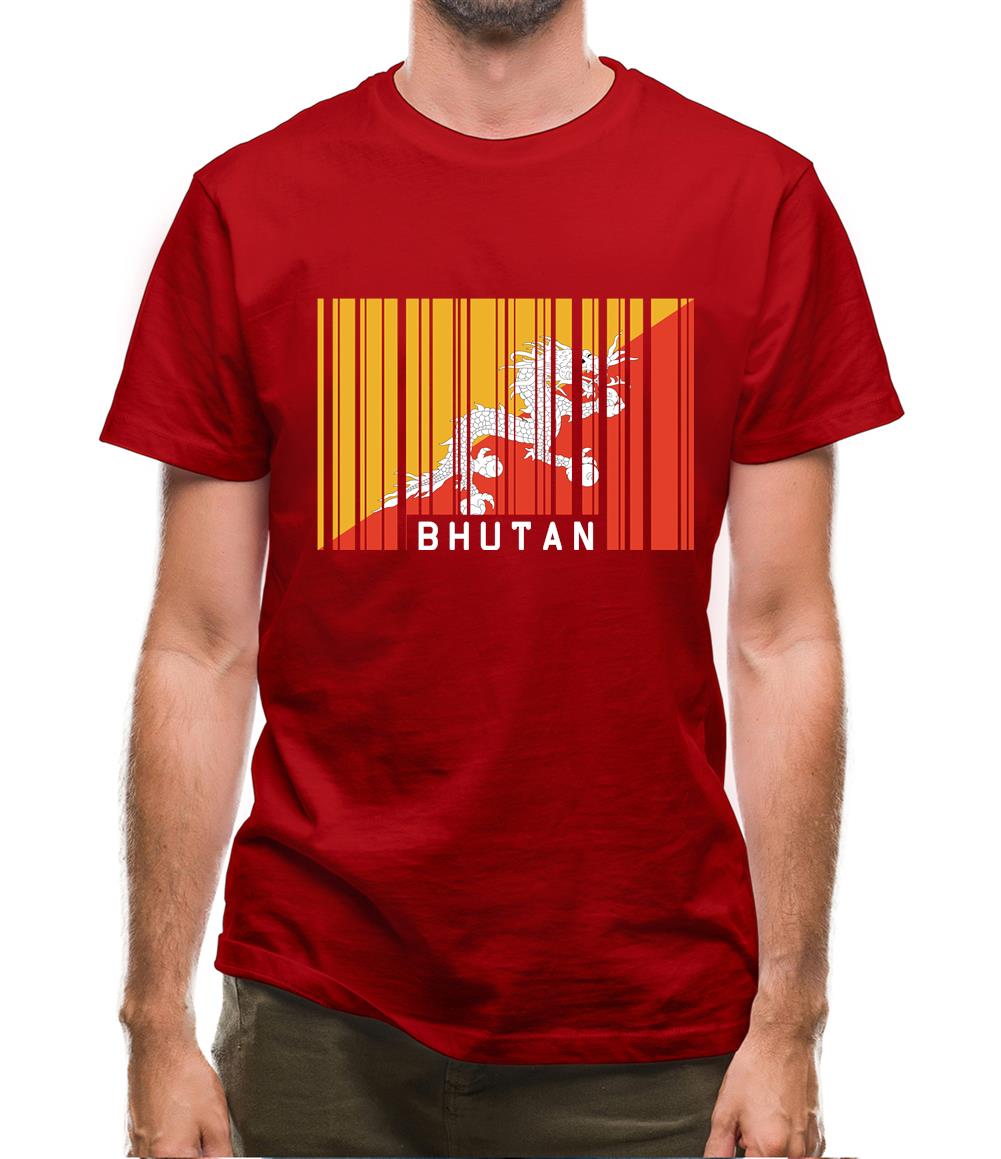 Bhutan Barcode Style Flag Mens T-Shirt Bhutan Barcode Style Flag Mens T-Shirt