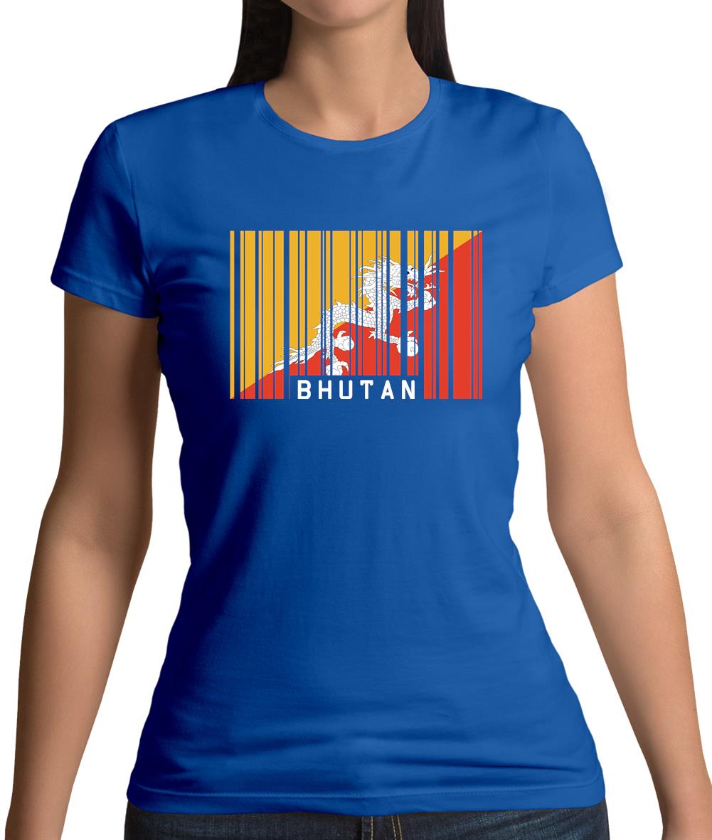 Bhutan Barcode Style Flag Womens T-Shirt Bhutan Barcode Style Flag Womens T-Shirt