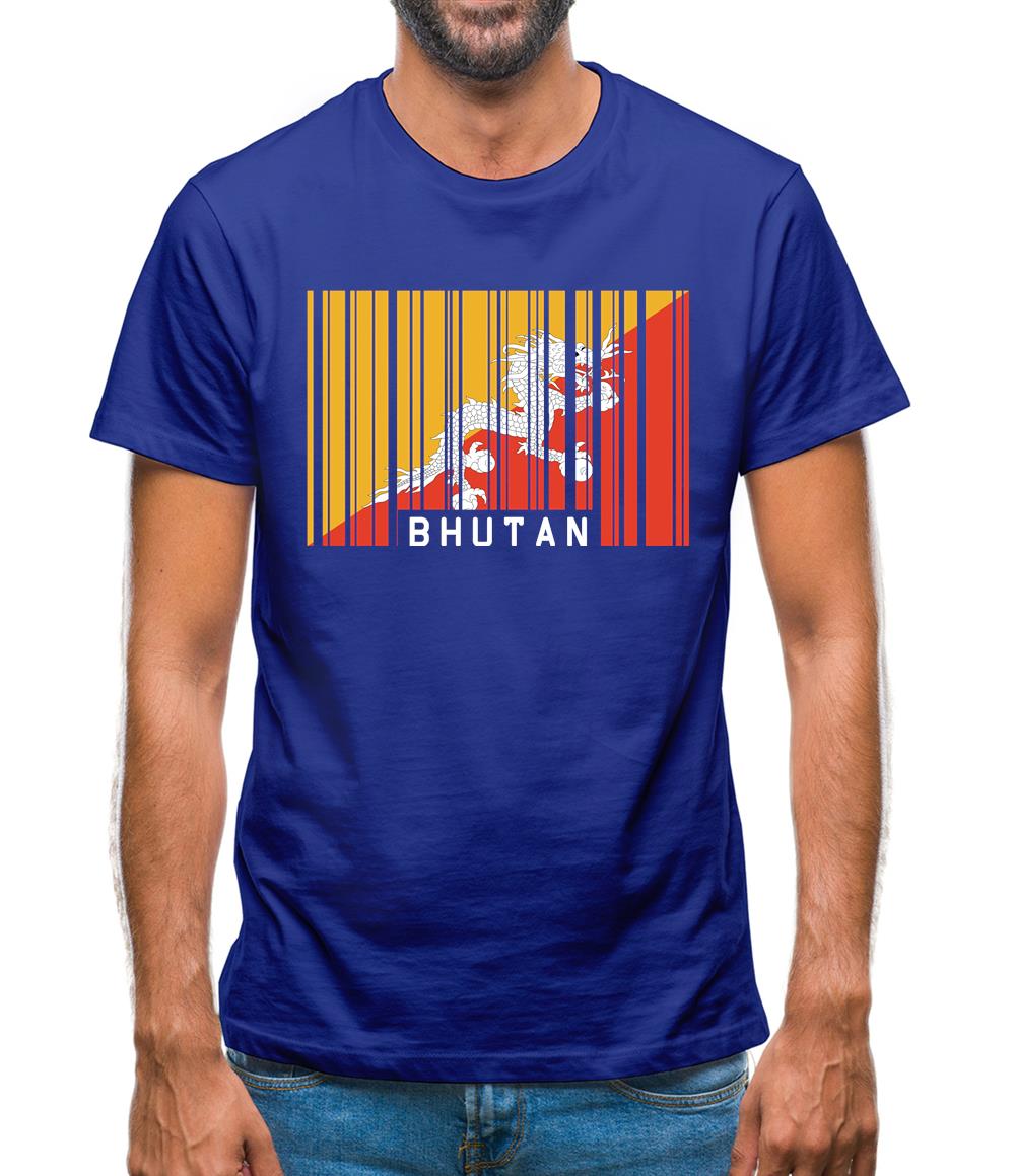 Bhutan Barcode Style Flag Mens T-Shirt Bhutan Barcode Style Flag Mens T-Shirt