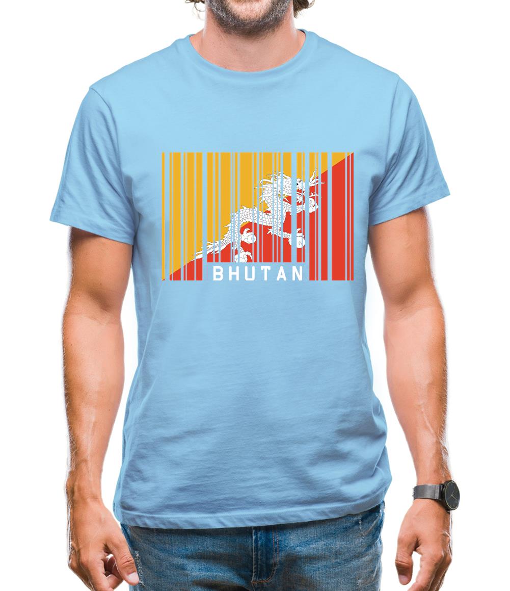 Bhutan Barcode Style Flag Mens T-Shirt Bhutan Barcode Style Flag Mens T-Shirt