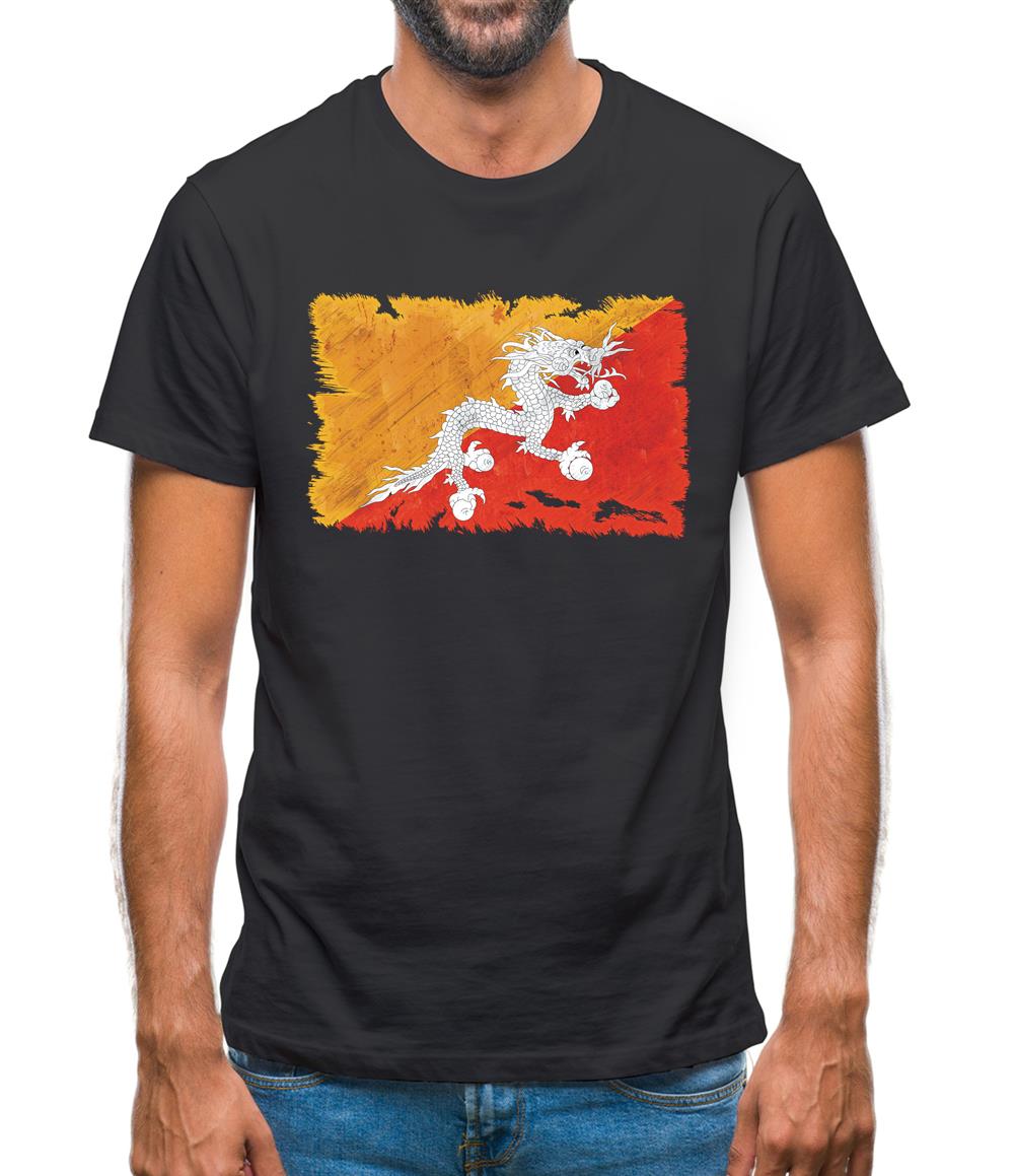 Bhutan Grunge Style Flag Mens T-Shirt Bhutan Grunge Style Flag Mens T-Shirt