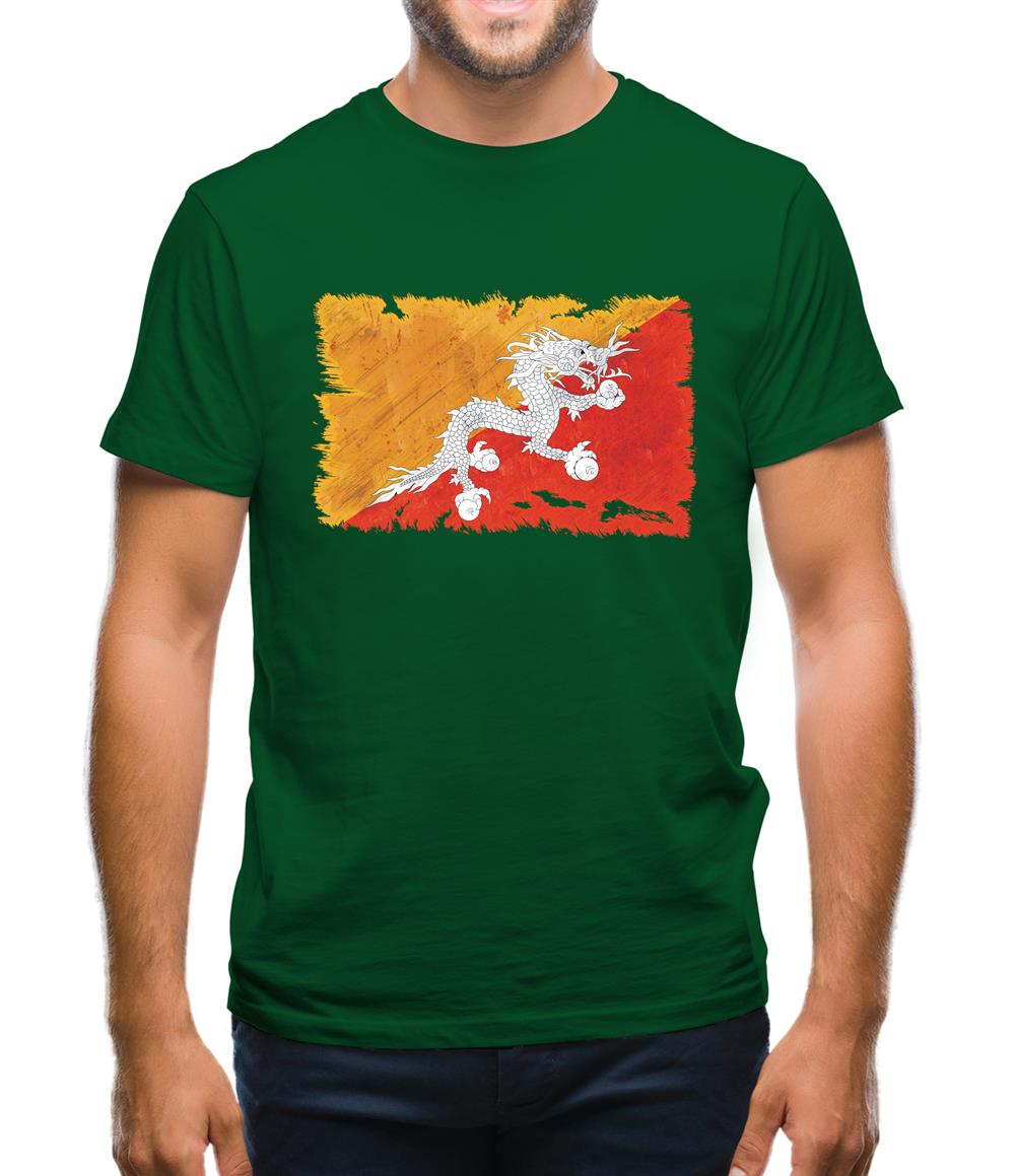 Bhutan Grunge Style Flag Mens T-Shirt Bhutan Grunge Style Flag Mens T-Shirt
