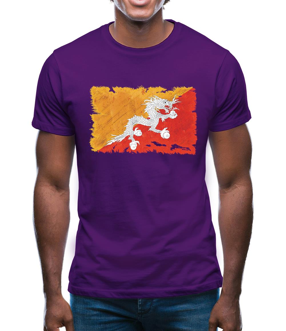 Bhutan Grunge Style Flag Mens T-Shirt Bhutan Grunge Style Flag Mens T-Shirt