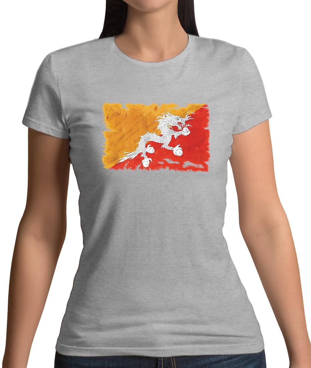 Bhutan Grunge Style Flag Womens T-Shirt Bhutan Grunge Style Flag Womens T-Shirt