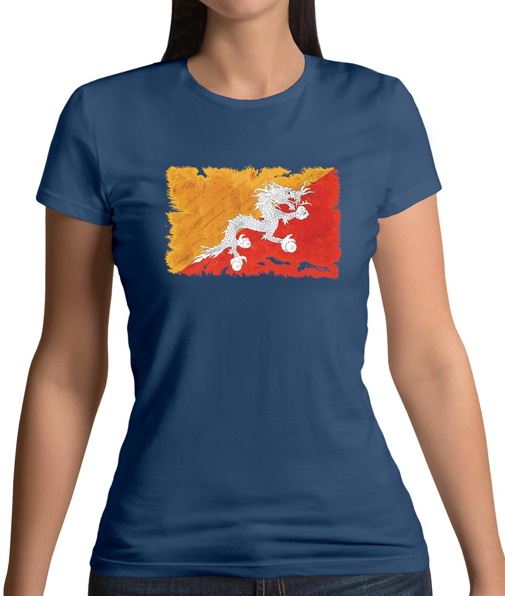 Bhutan Grunge Style Flag Womens T-Shirt Bhutan Grunge Style Flag Womens T-Shirt