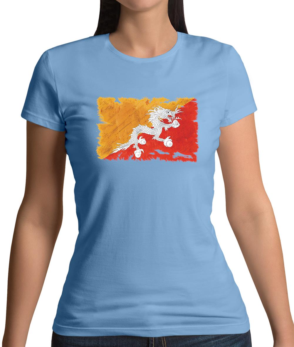 Bhutan Grunge Style Flag Womens T-Shirt Bhutan Grunge Style Flag Womens T-Shirt