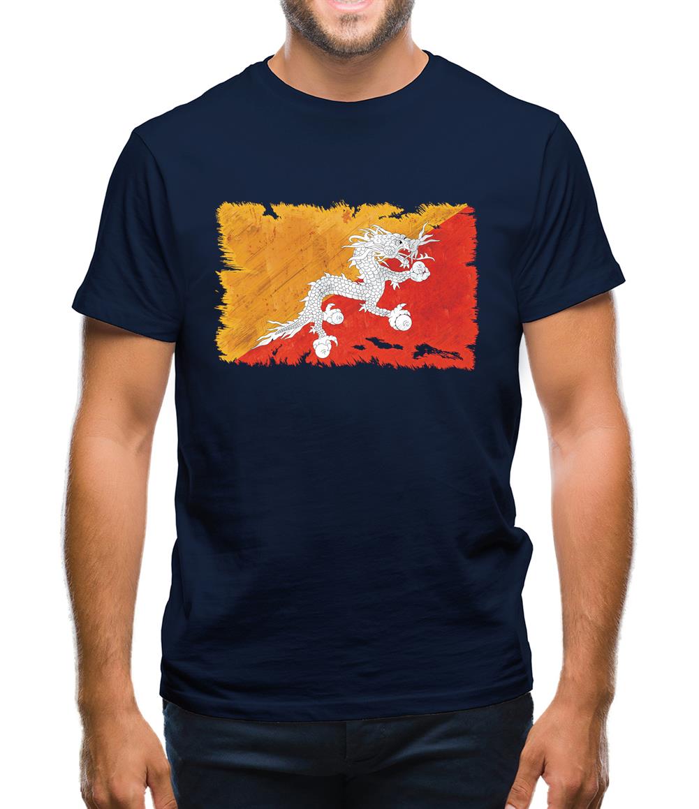 Bhutan Grunge Style Flag Mens T-Shirt Bhutan Grunge Style Flag Mens T-Shirt