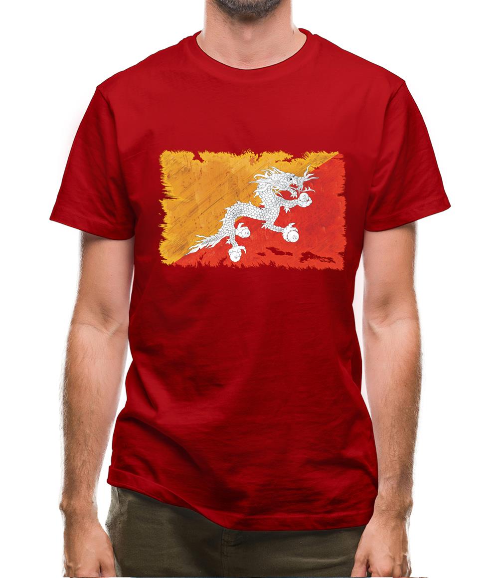 Bhutan Grunge Style Flag Mens T-Shirt Bhutan Grunge Style Flag Mens T-Shirt