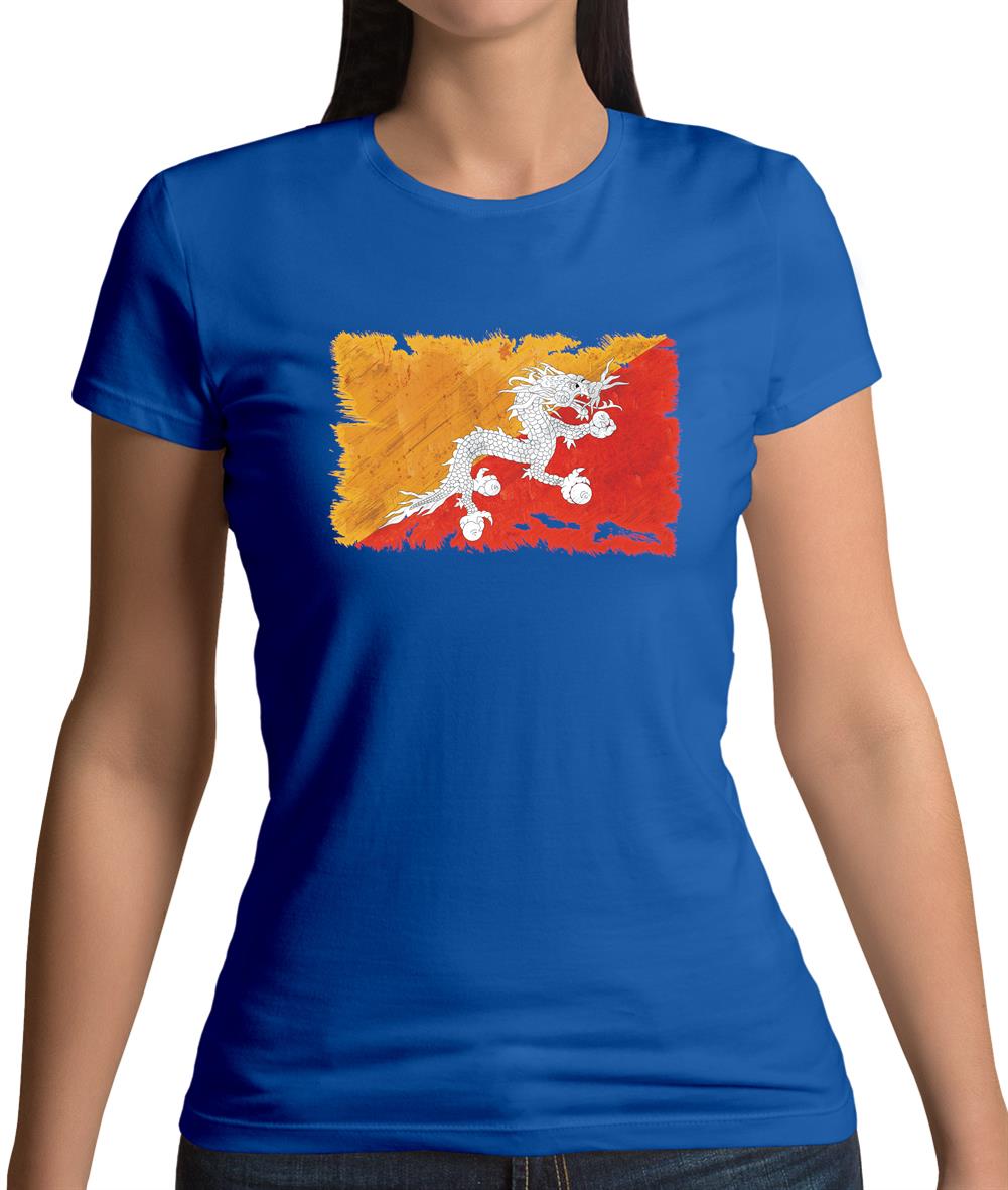 Bhutan Grunge Style Flag Womens T-Shirt Bhutan Grunge Style Flag Womens T-Shirt