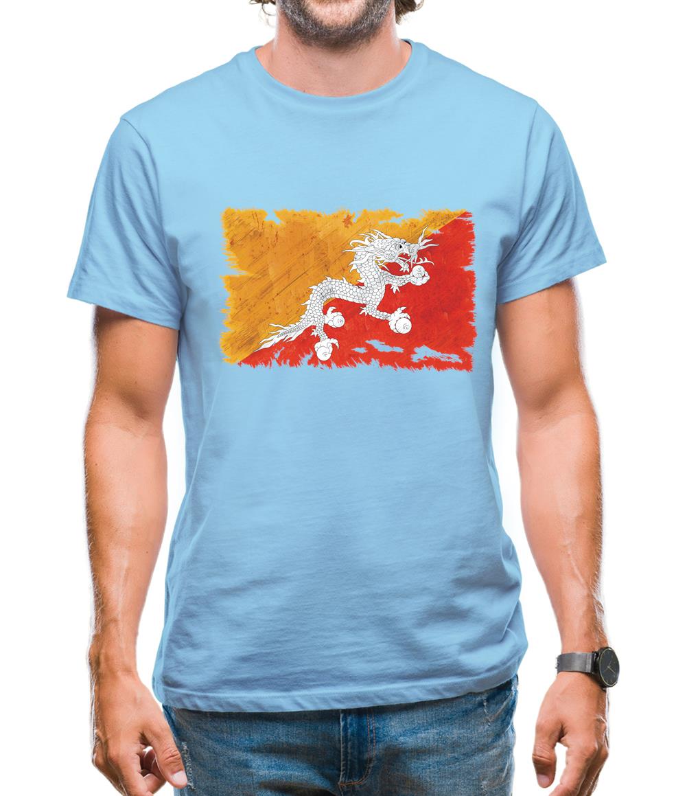 Bhutan Grunge Style Flag Mens T-Shirt Bhutan Grunge Style Flag Mens T-Shirt