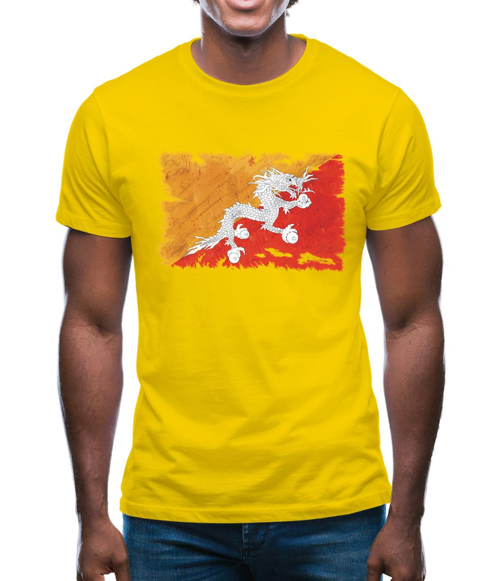 Bhutan Grunge Style Flag Mens T-Shirt Bhutan Grunge Style Flag Mens T-Shirt