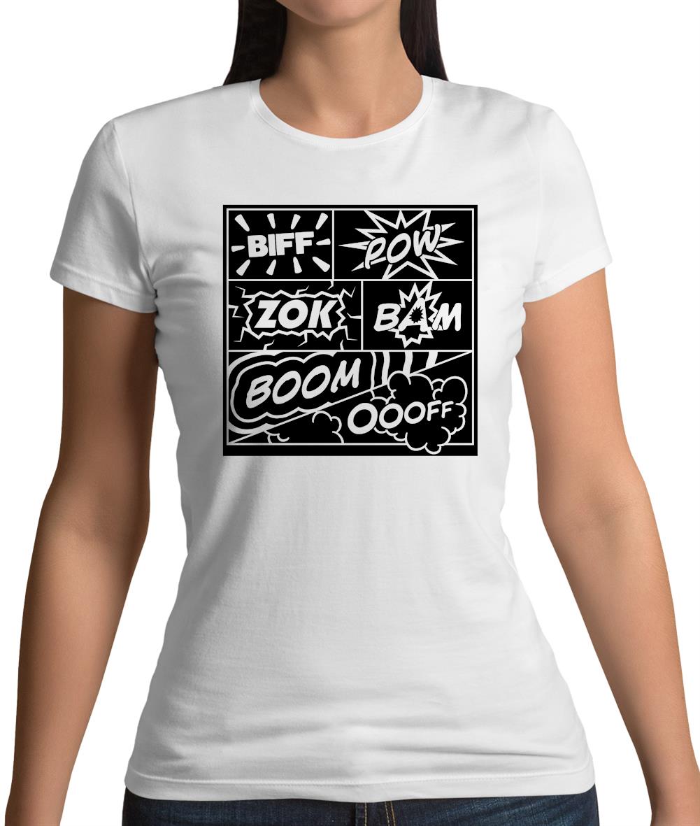 Biff Pow Bam Comic book Womens T-Shirt Biff Pow Bam Comic book Womens T-Shirt