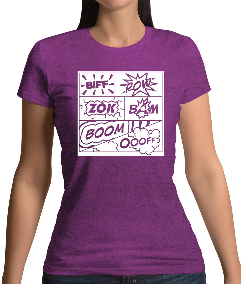 Biff Pow Bam Comic book Womens T-Shirt Biff Pow Bam Comic book Womens T-Shirt