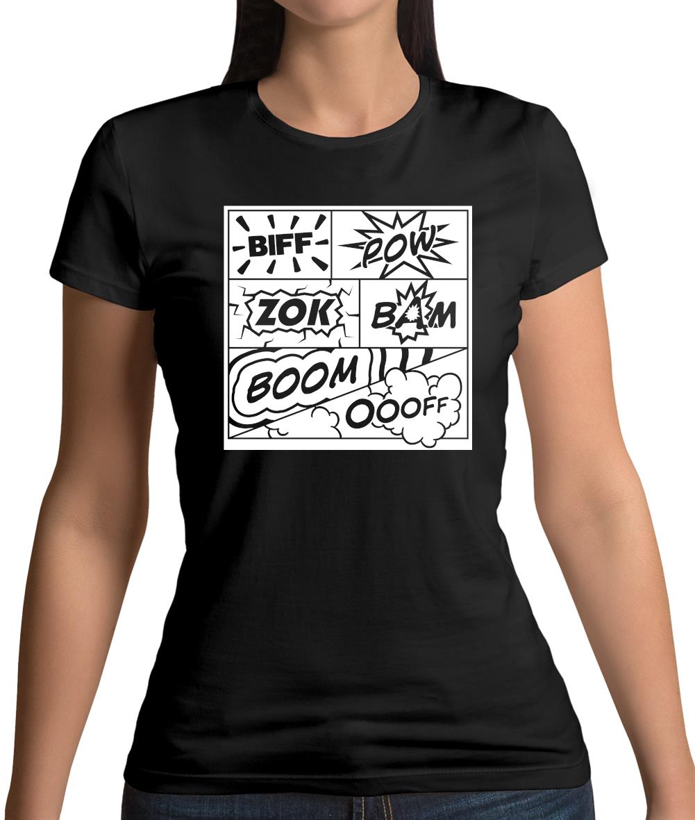 Biff Pow Bam Comic book Womens T-Shirt Biff Pow Bam Comic book Womens T-Shirt