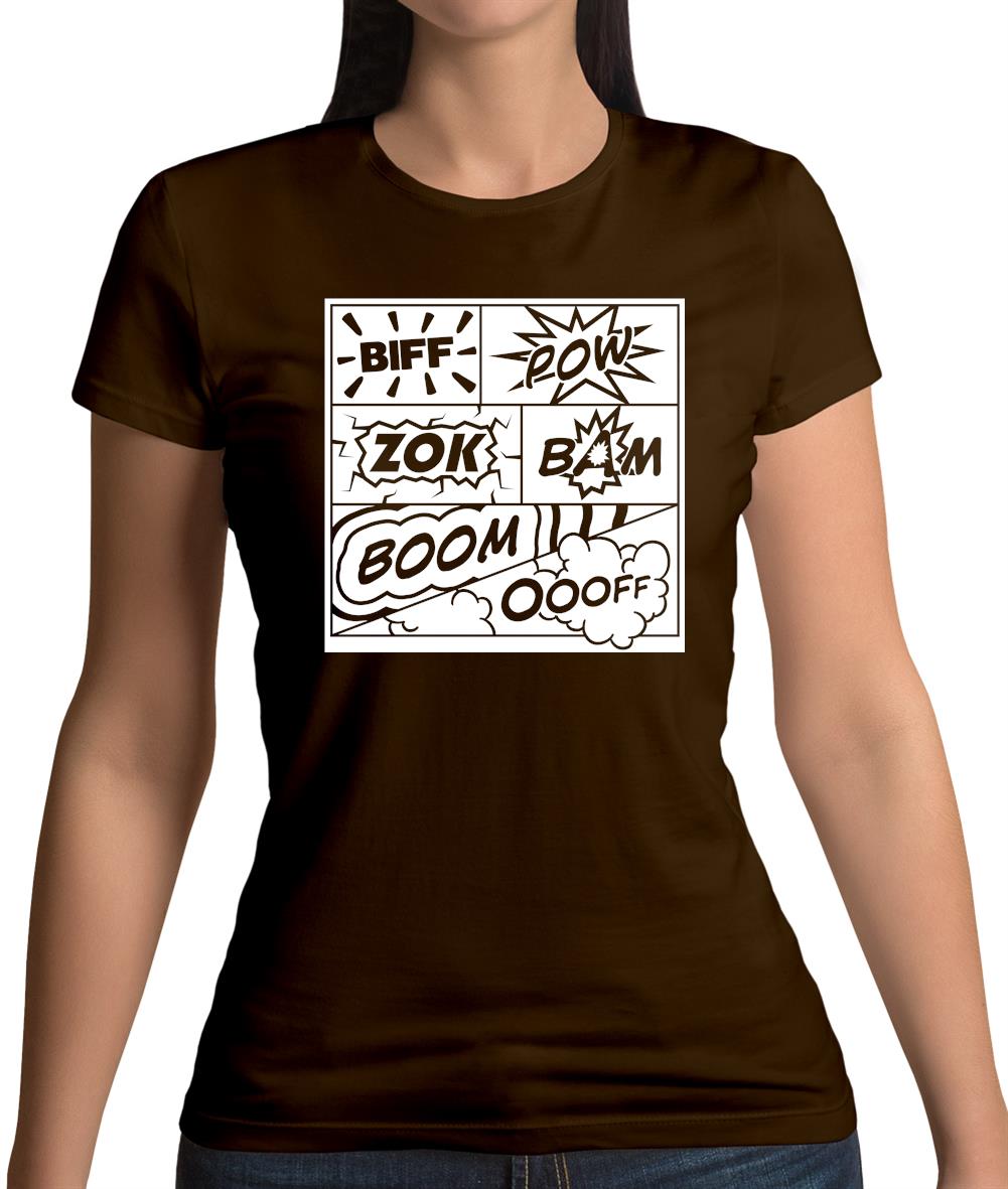 Biff Pow Bam Comic book Womens T-Shirt Biff Pow Bam Comic book Womens T-Shirt