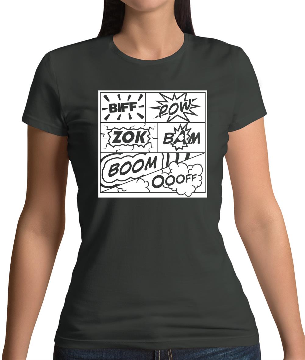 Biff Pow Bam Comic book Womens T-Shirt Biff Pow Bam Comic book Womens T-Shirt