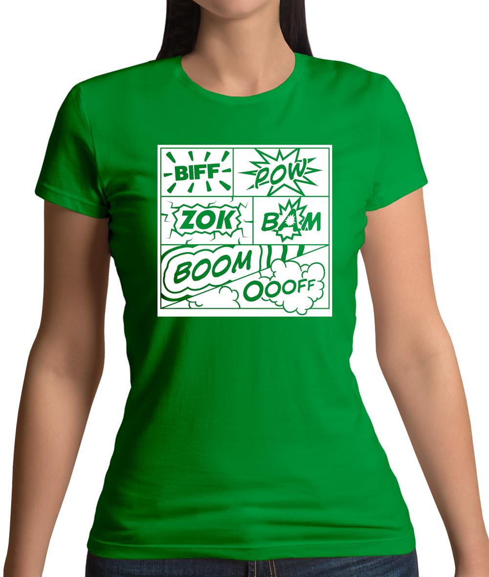 Biff Pow Bam Comic book Womens T-Shirt Biff Pow Bam Comic book Womens T-Shirt
