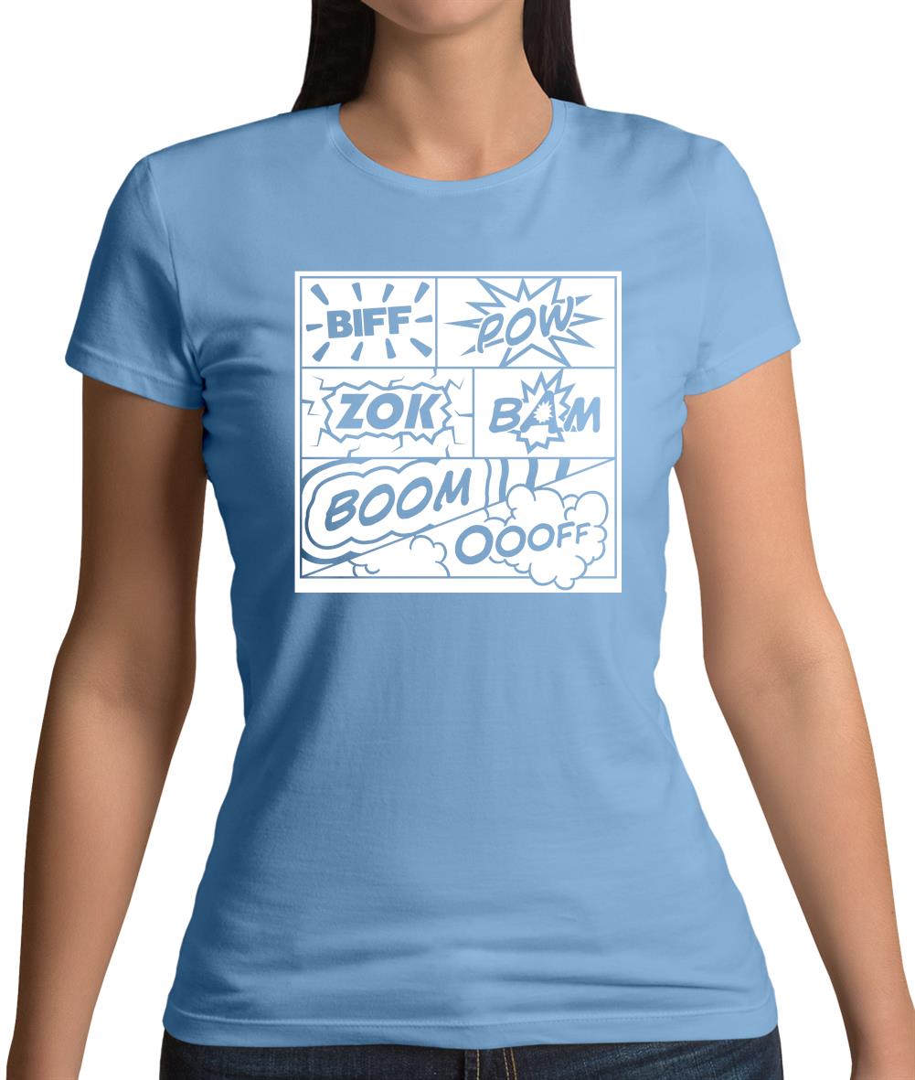 Biff Pow Bam Comic book Womens T-Shirt Biff Pow Bam Comic book Womens T-Shirt