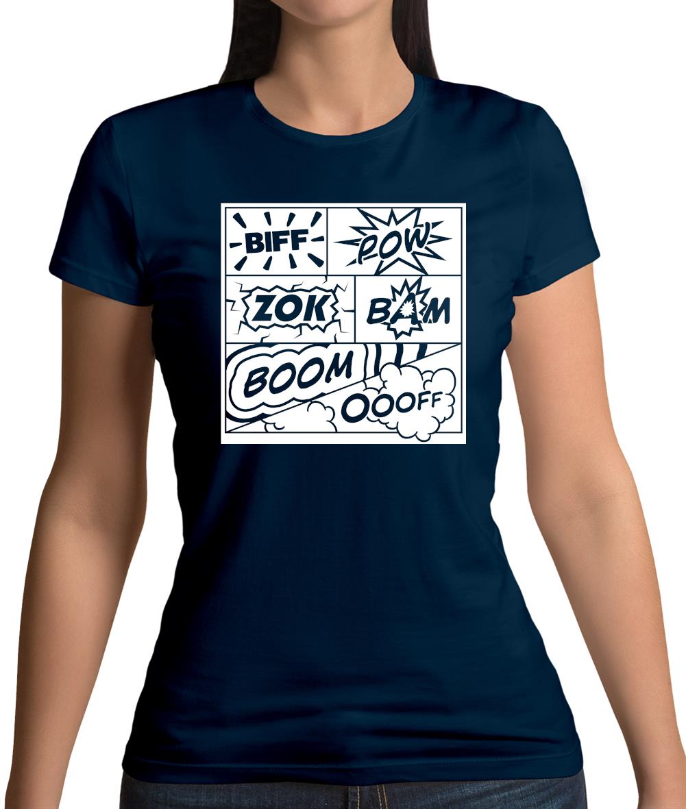 Biff Pow Bam Comic book Womens T-Shirt Biff Pow Bam Comic book Womens T-Shirt