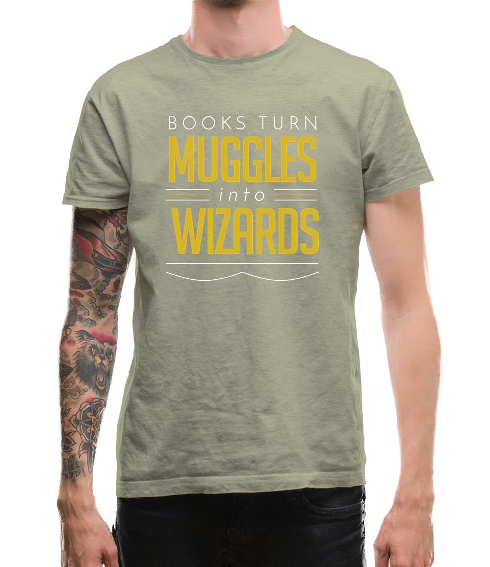 Books Turn Muggles Into Wizzards Mens T-Shirt Books Turn Muggles Into Wizzards Mens T-Shirt