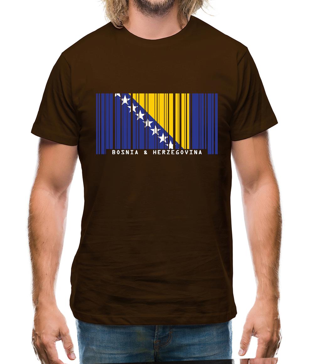 Bosnia And Herzegovina  Barcode Style Flag Mens T-Shirt Bosnia And Herzegovina  Barcode Style Flag Mens T-Shirt