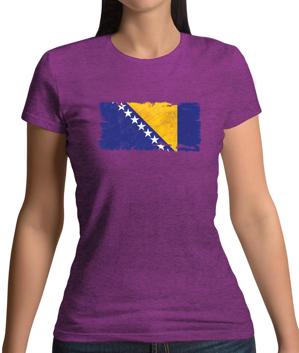 Bosnia And Herzegovina Grunge Style Flag Womens T-Shirt Bosnia And Herzegovina Grunge Style Flag Womens T-Shirt