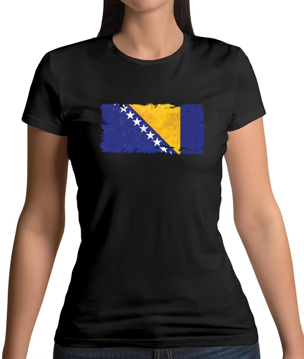 Bosnia And Herzegovina Grunge Style Flag Womens T-Shirt Bosnia And Herzegovina Grunge Style Flag Womens T-Shirt