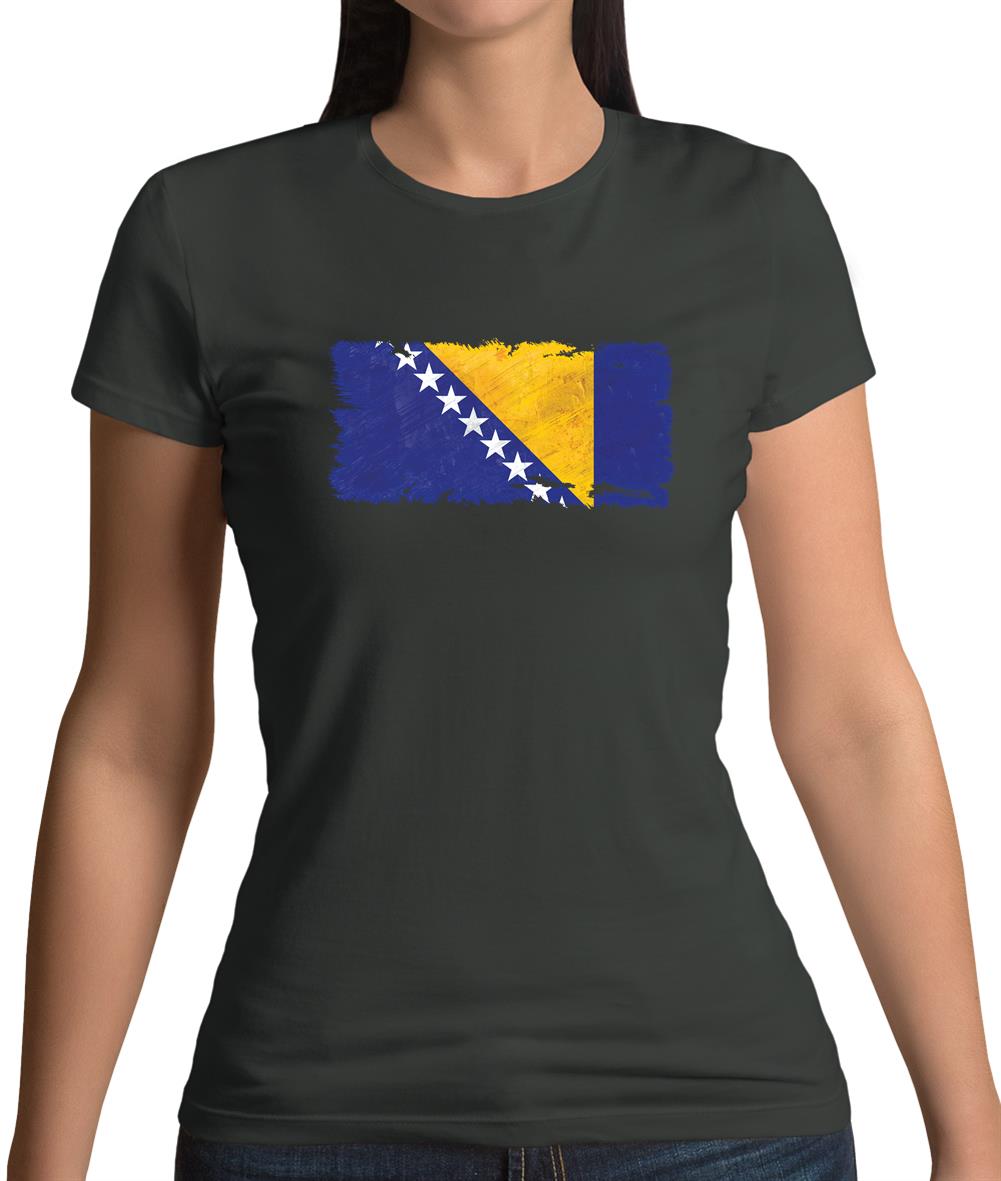 Bosnia And Herzegovina Grunge Style Flag Womens T-Shirt Bosnia And Herzegovina Grunge Style Flag Womens T-Shirt