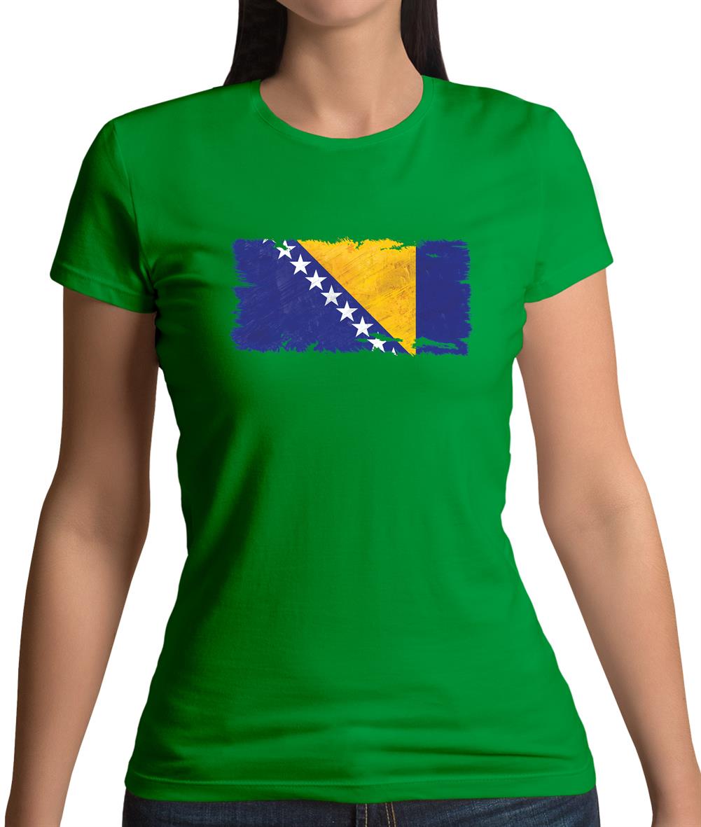 Bosnia And Herzegovina Grunge Style Flag Womens T-Shirt Bosnia And Herzegovina Grunge Style Flag Womens T-Shirt