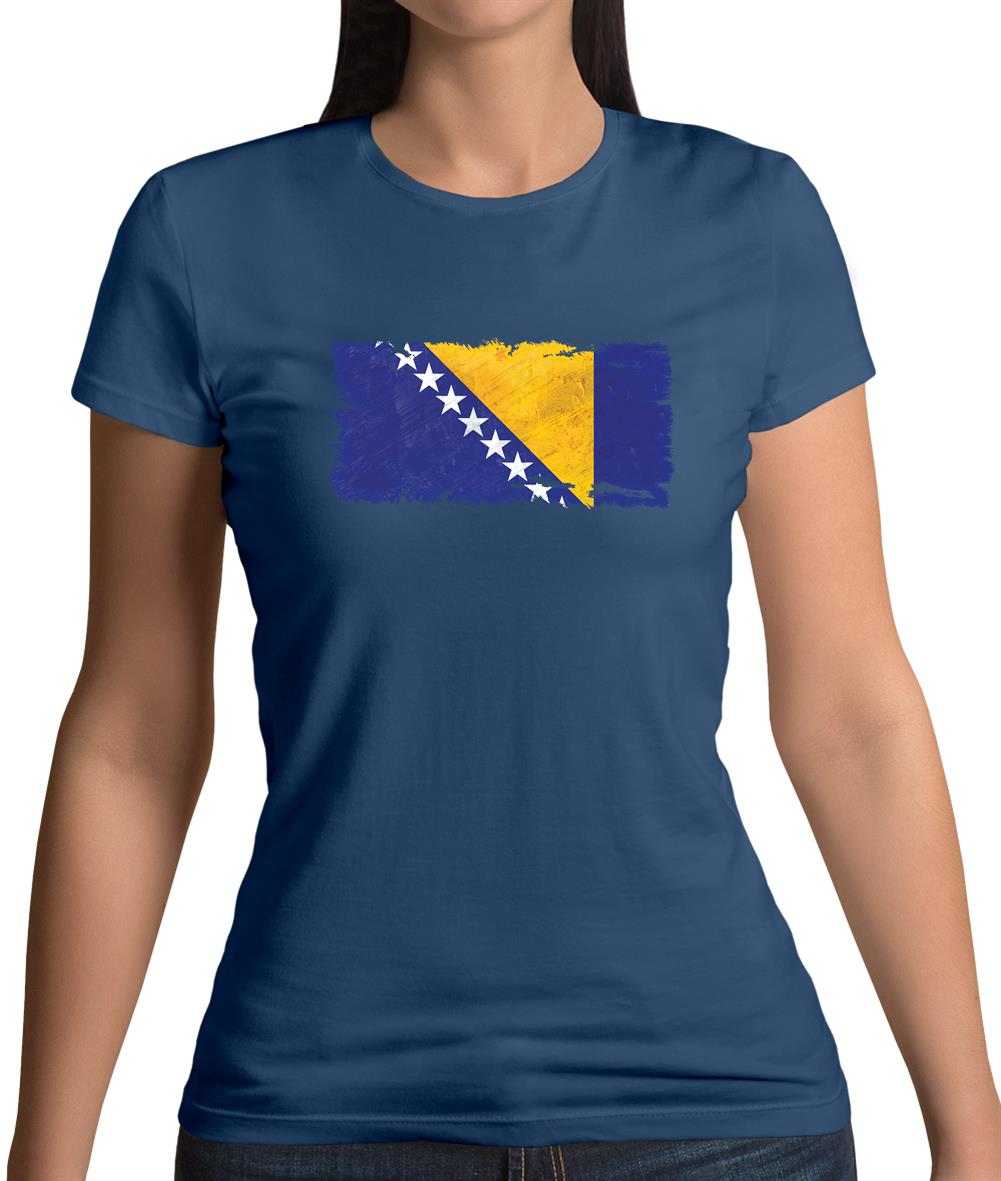 Bosnia And Herzegovina Grunge Style Flag Womens T-Shirt Bosnia And Herzegovina Grunge Style Flag Womens T-Shirt