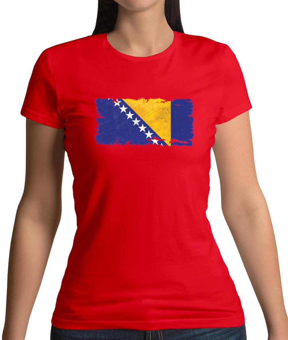Bosnia And Herzegovina Grunge Style Flag Womens T-Shirt Bosnia And Herzegovina Grunge Style Flag Womens T-Shirt