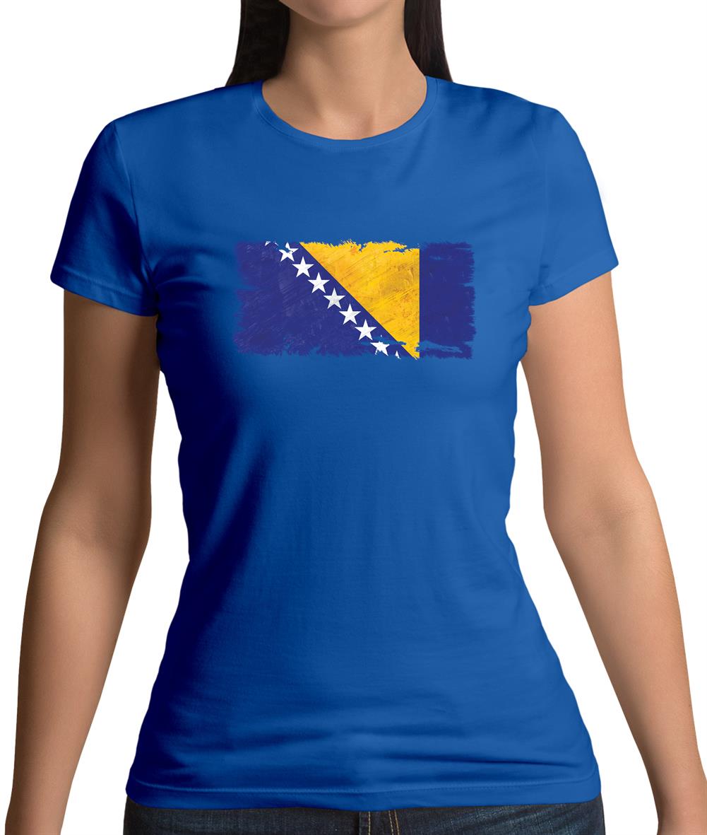 Bosnia And Herzegovina Grunge Style Flag Womens T-Shirt Bosnia And Herzegovina Grunge Style Flag Womens T-Shirt