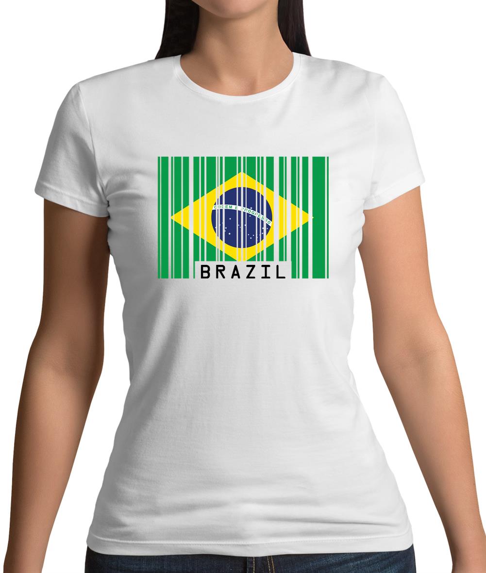 Brazil Barcode Style Flag Womens T-Shirt Brazil Barcode Style Flag Womens T-Shirt