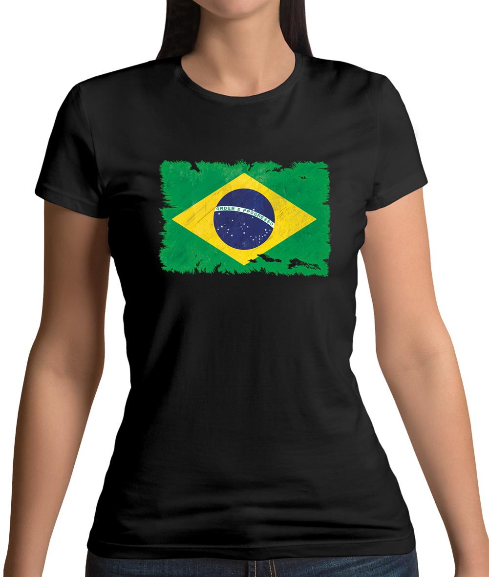 Brazil Grunge Style Flag Womens T-Shirt Brazil Grunge Style Flag Womens T-Shirt