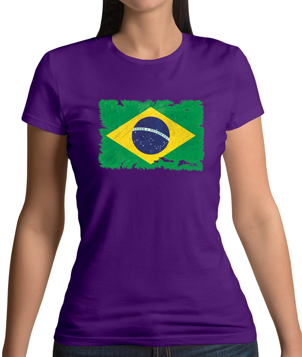 Brazil Grunge Style Flag Womens T-Shirt Brazil Grunge Style Flag Womens T-Shirt