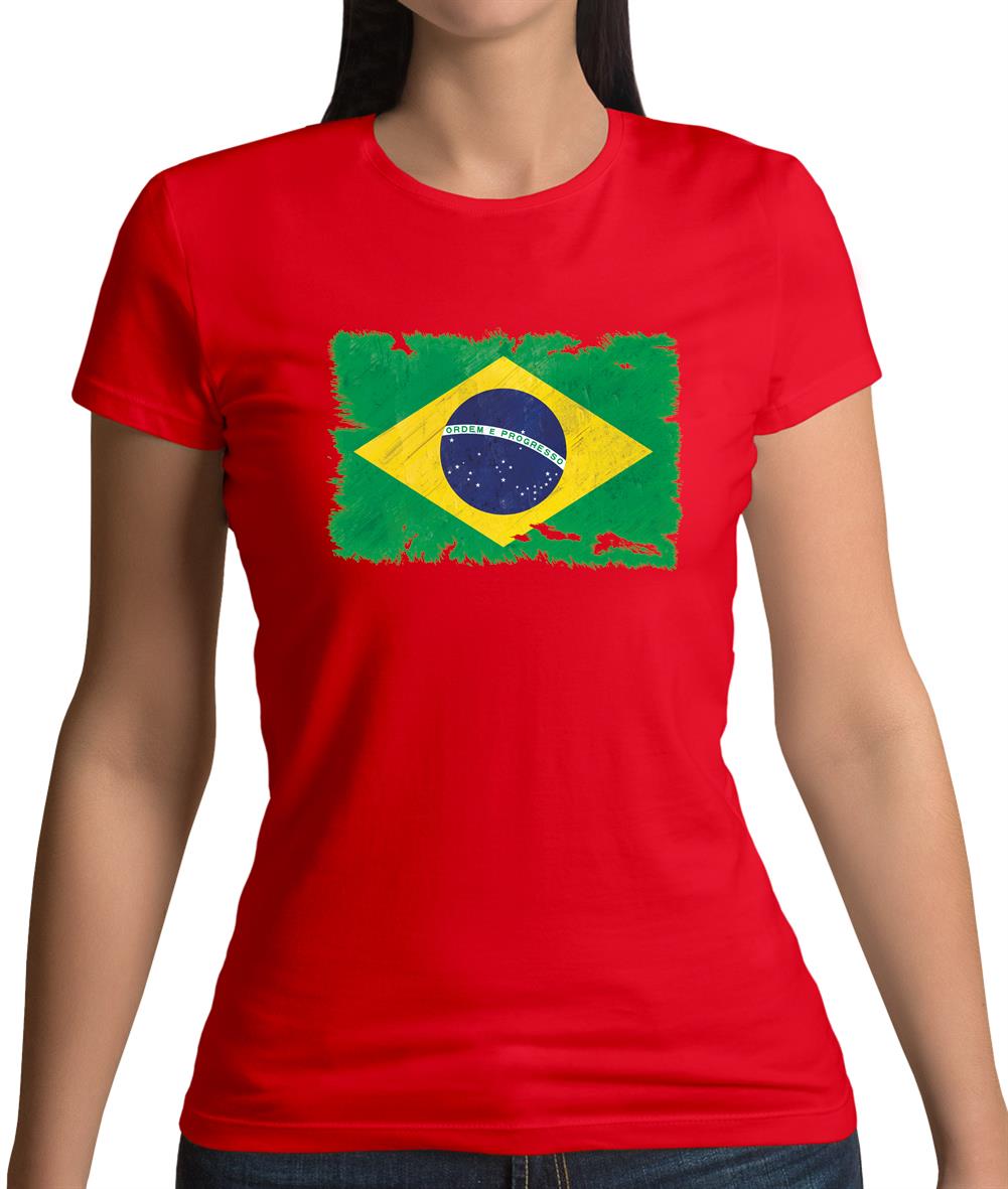 Brazil Grunge Style Flag Womens T-Shirt Brazil Grunge Style Flag Womens T-Shirt