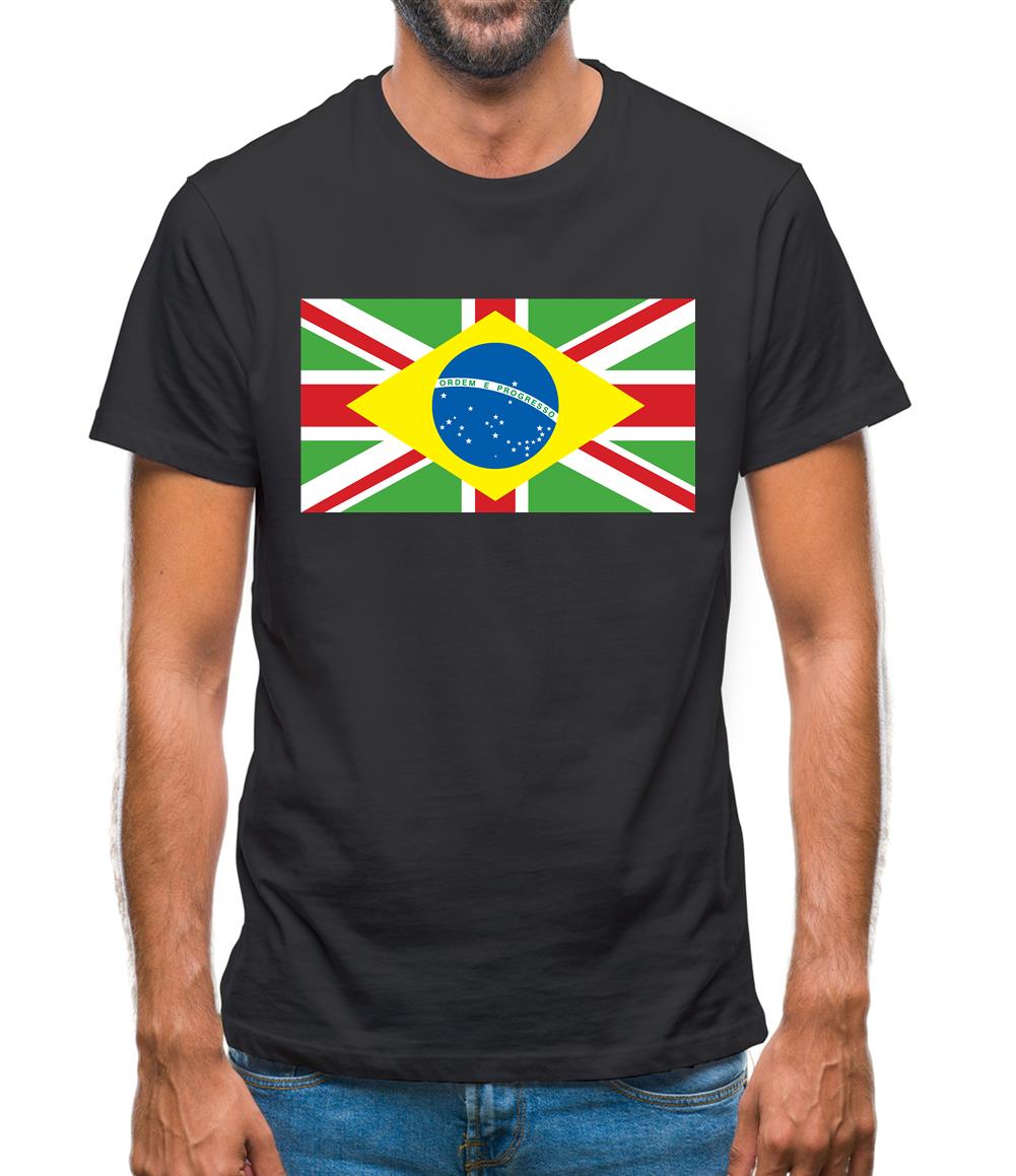 Brazil Union Jack Flag Mens T-Shirt
