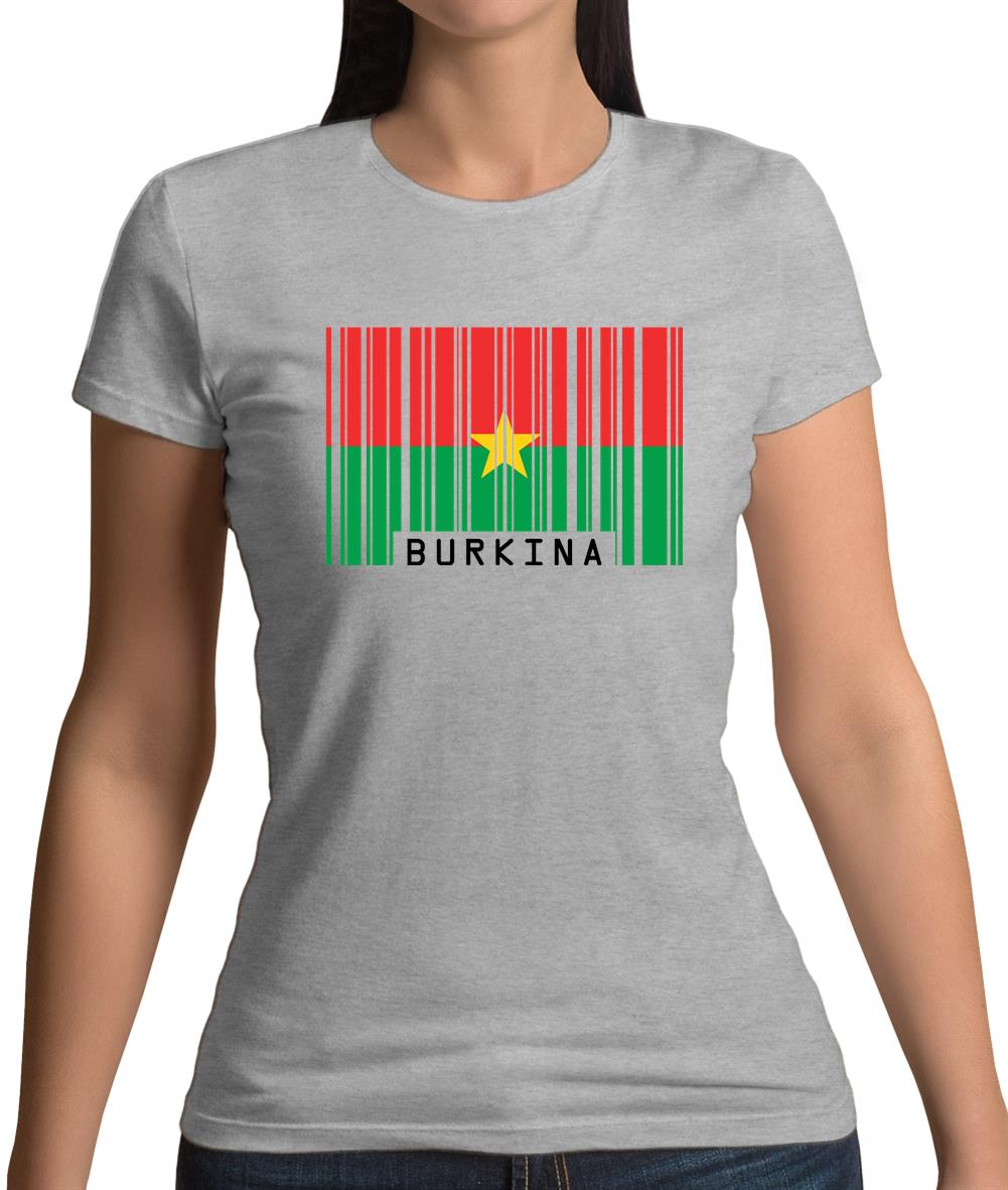 Burkina Faso  Barcode Style Flag Womens T-Shirt Burkina Faso  Barcode Style Flag Womens T-Shirt