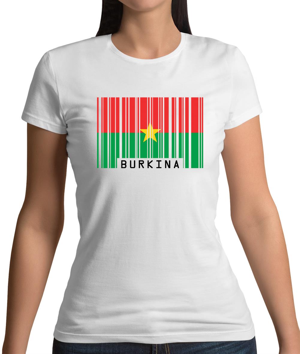 Burkina Faso  Barcode Style Flag Womens T-Shirt Burkina Faso  Barcode Style Flag Womens T-Shirt