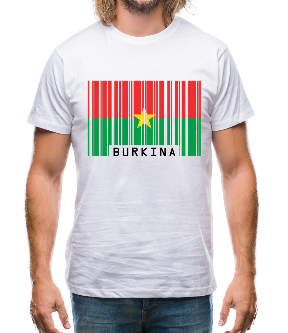 Burkina Faso  Barcode Style Flag Mens T-Shirt Burkina Faso  Barcode Style Flag Mens T-Shirt