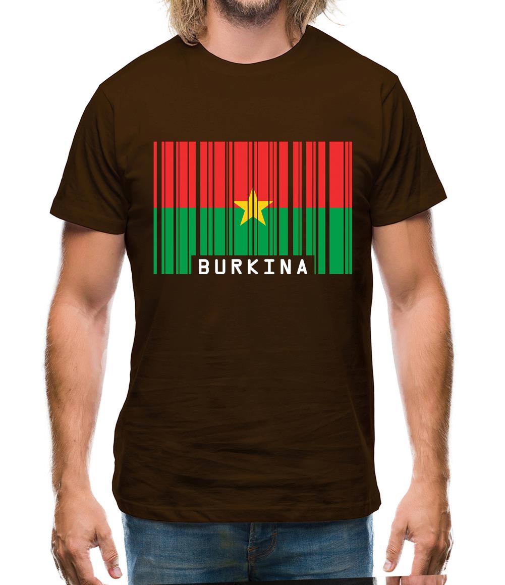 Burkina Faso  Barcode Style Flag Mens T-Shirt Burkina Faso  Barcode Style Flag Mens T-Shirt