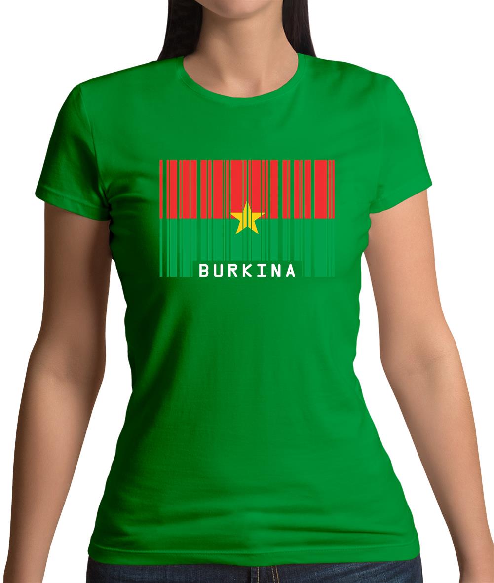 Burkina Faso  Barcode Style Flag Womens T-Shirt Burkina Faso  Barcode Style Flag Womens T-Shirt