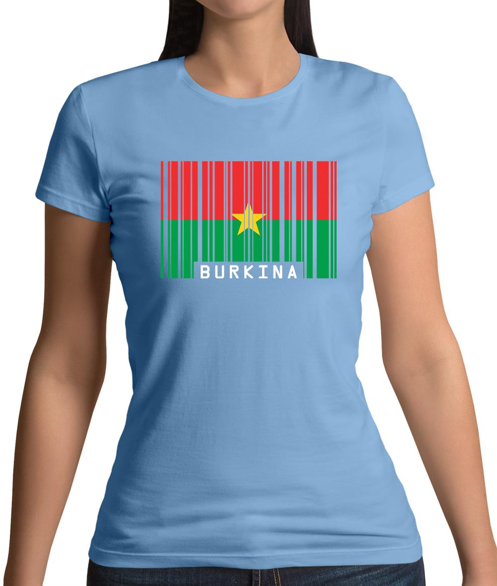 Burkina Faso  Barcode Style Flag Womens T-Shirt Burkina Faso  Barcode Style Flag Womens T-Shirt