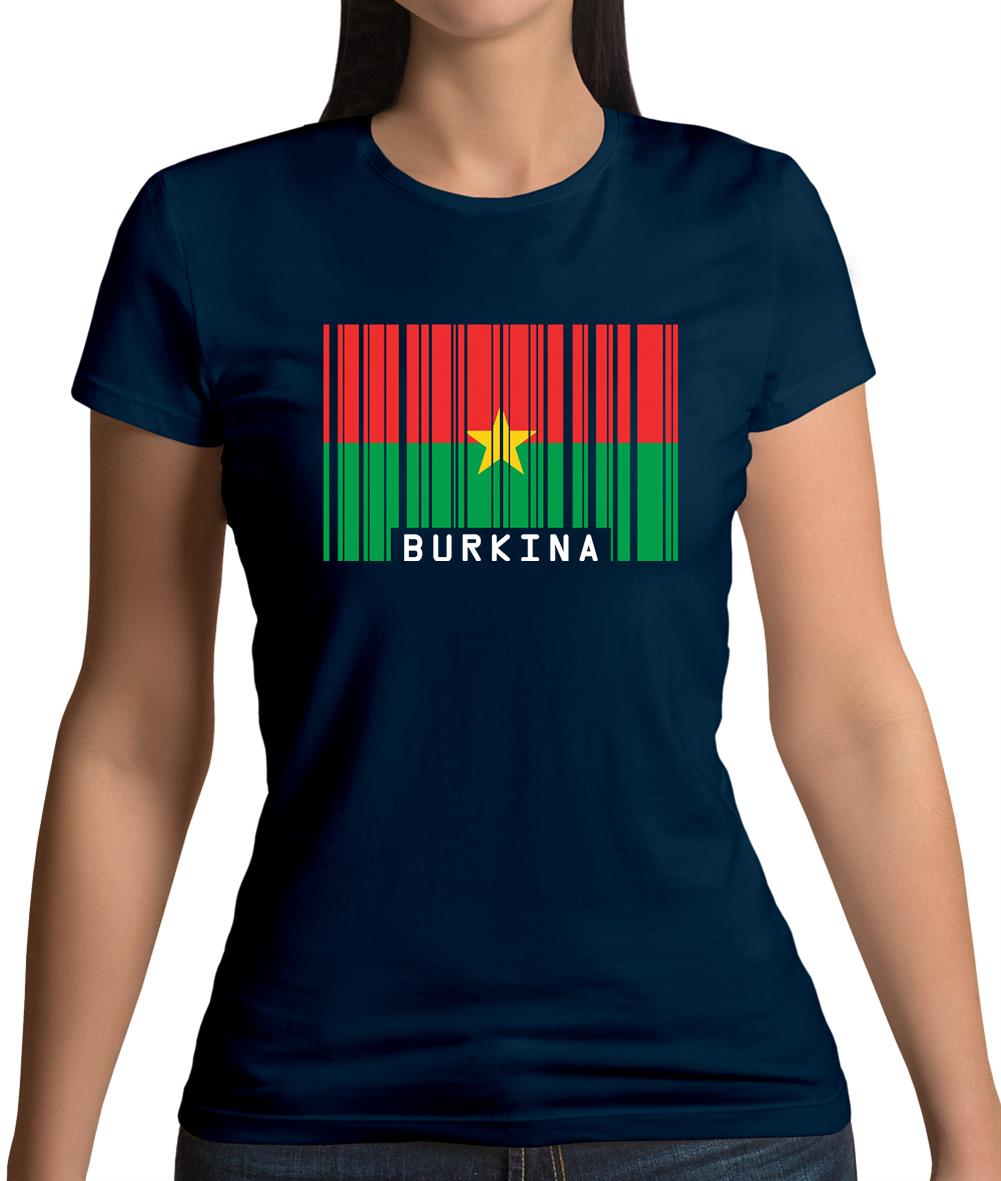 Burkina Faso  Barcode Style Flag Womens T-Shirt Burkina Faso  Barcode Style Flag Womens T-Shirt