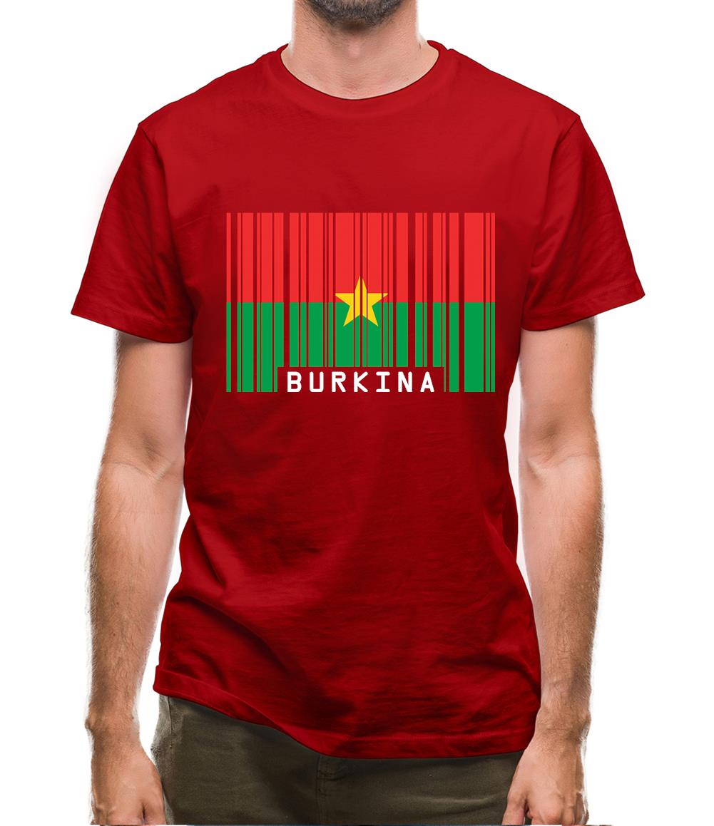 Burkina Faso  Barcode Style Flag Mens T-Shirt Burkina Faso  Barcode Style Flag Mens T-Shirt