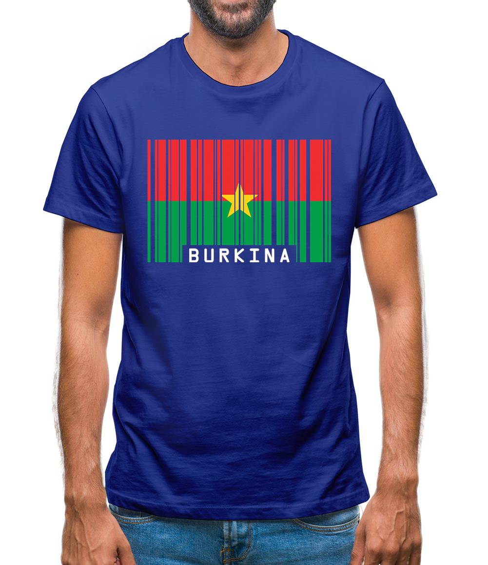Burkina Faso  Barcode Style Flag Mens T-Shirt Burkina Faso  Barcode Style Flag Mens T-Shirt