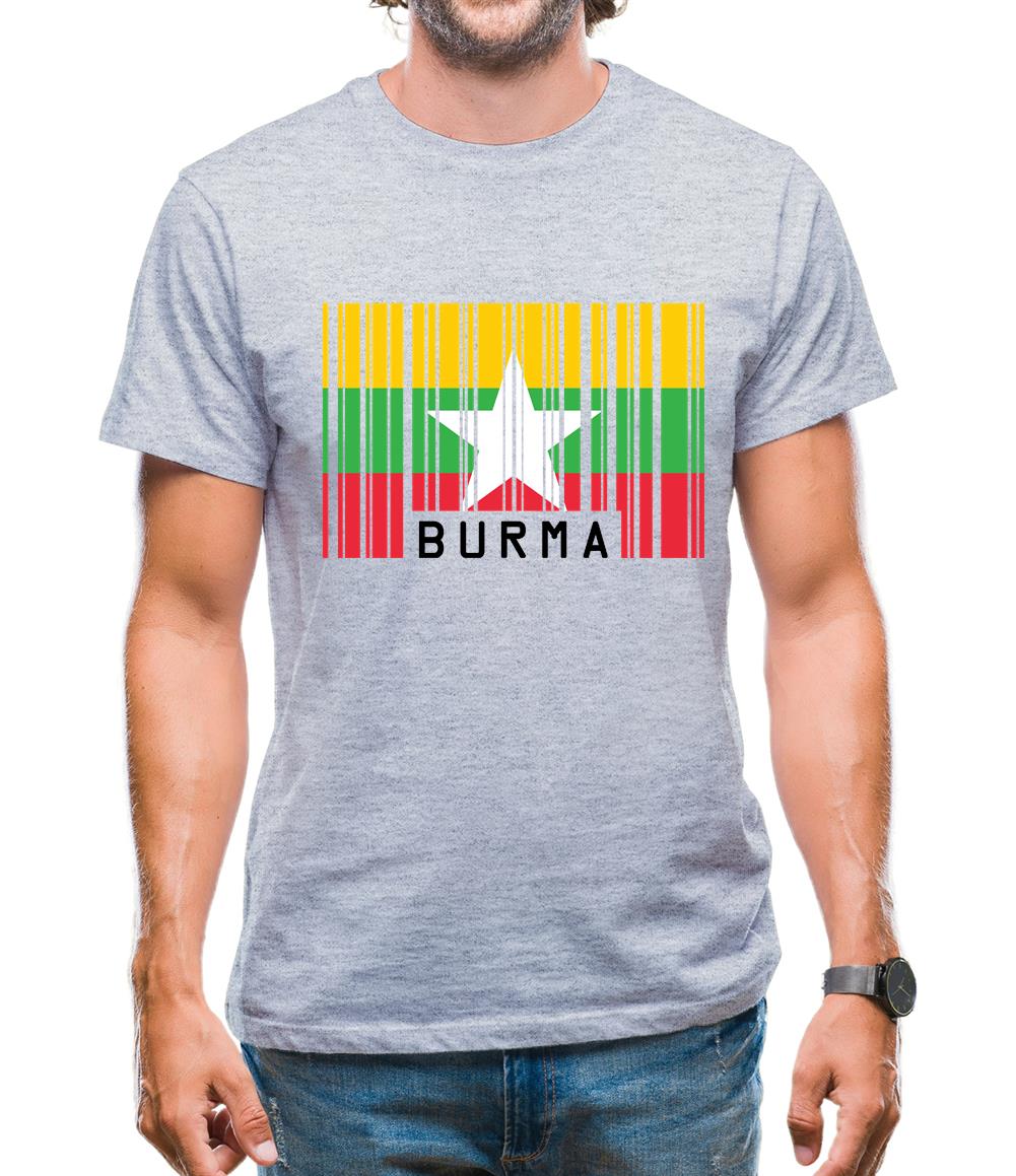 Burma Myanmar  Barcode Style Flag Mens T-Shirt Burma Myanmar  Barcode Style Flag Mens T-Shirt